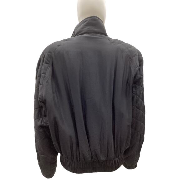 Vintage Niveau Classix Women’s Silk Bomber SZ L/XL Zipper Buttons Pockets Black - Picture 5 of 6